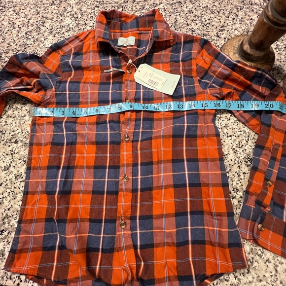 NWT Boys Class Club Blue & Orange Plaid Button-Up Shirt - Picture 6 of 7